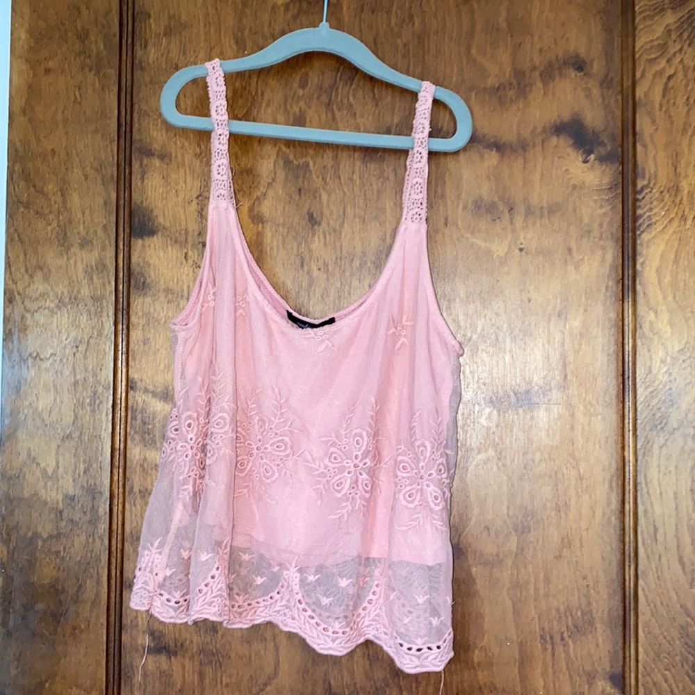 Ambiance lace pink tank top